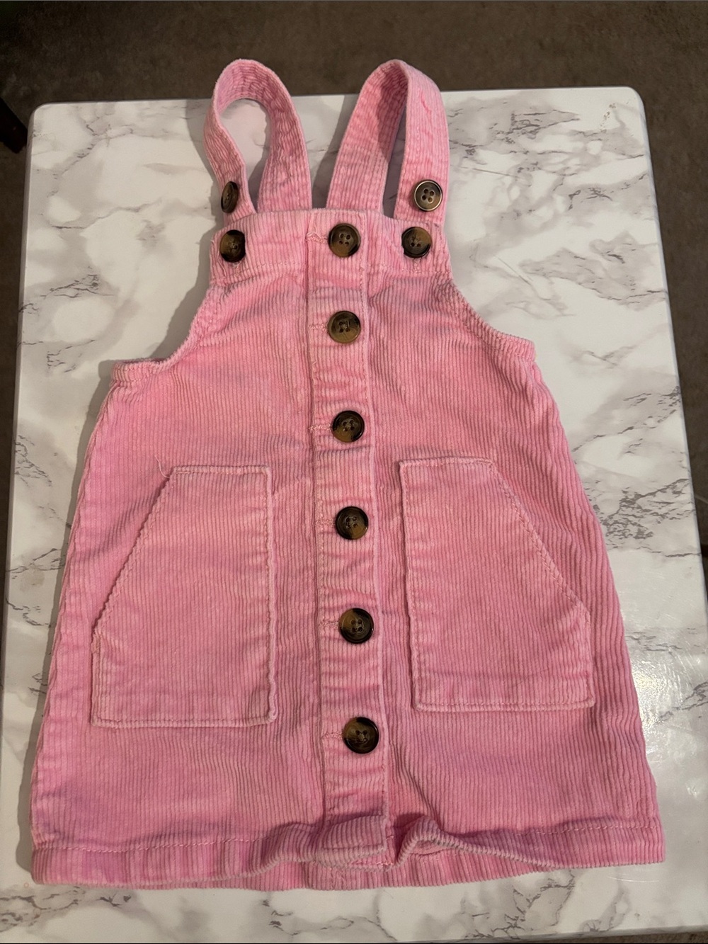 wonder nation Pink Corduroy Button-Front Overall Dress